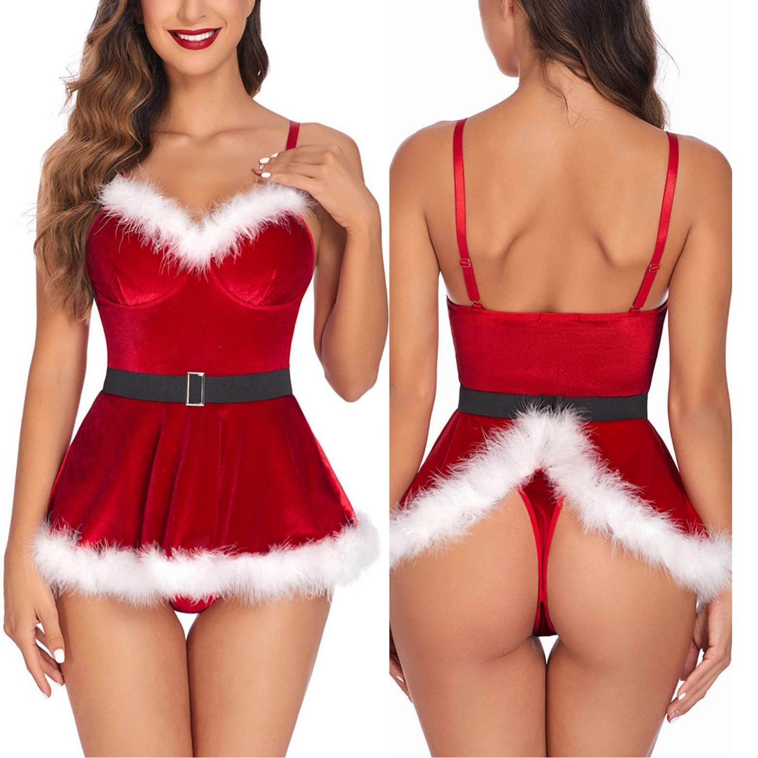 Waders - Camisola sexy feminina papai noel cosplay