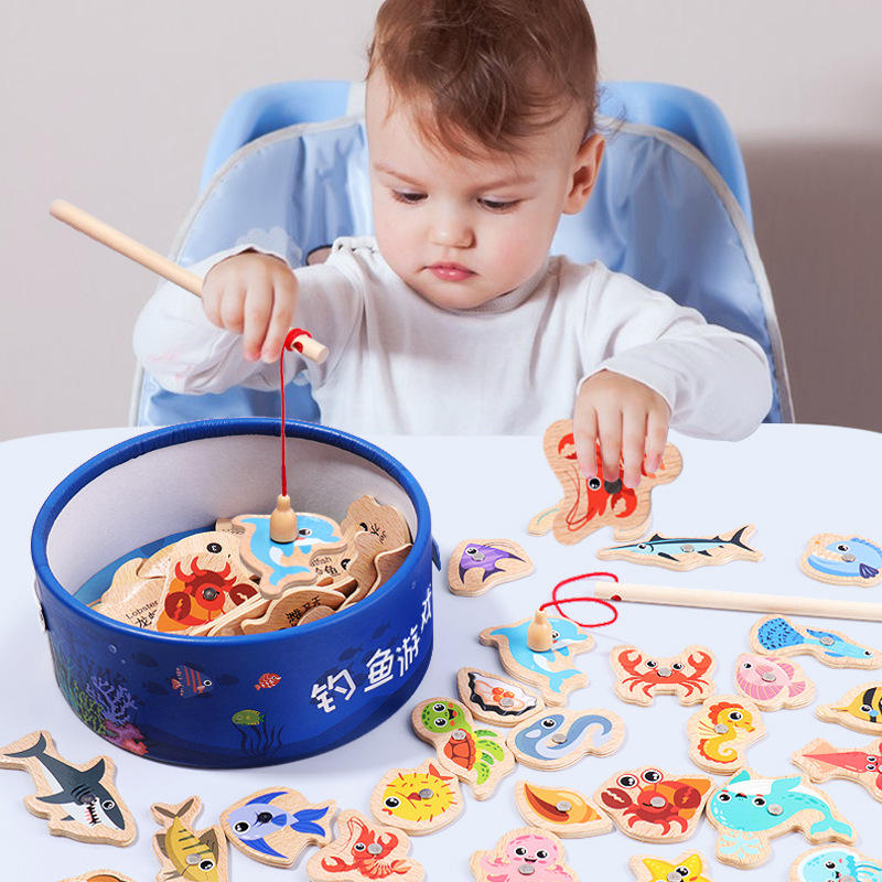Fishing Equipment For Kids - Brinquedos de pesca magnéticos de madeira
