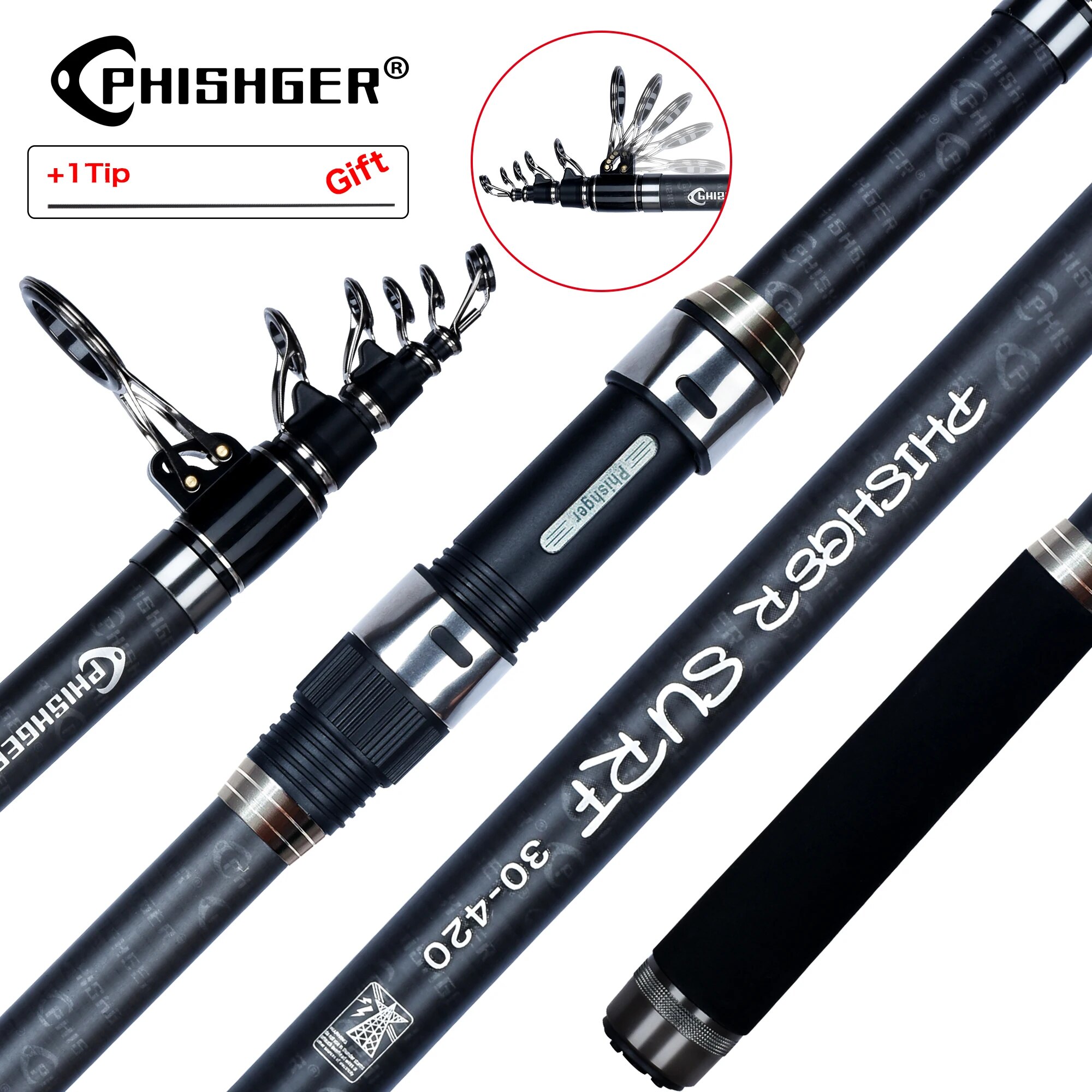 PHISHGER Vara giratória telesc - Surf Fishing Equipment avaliação e preço