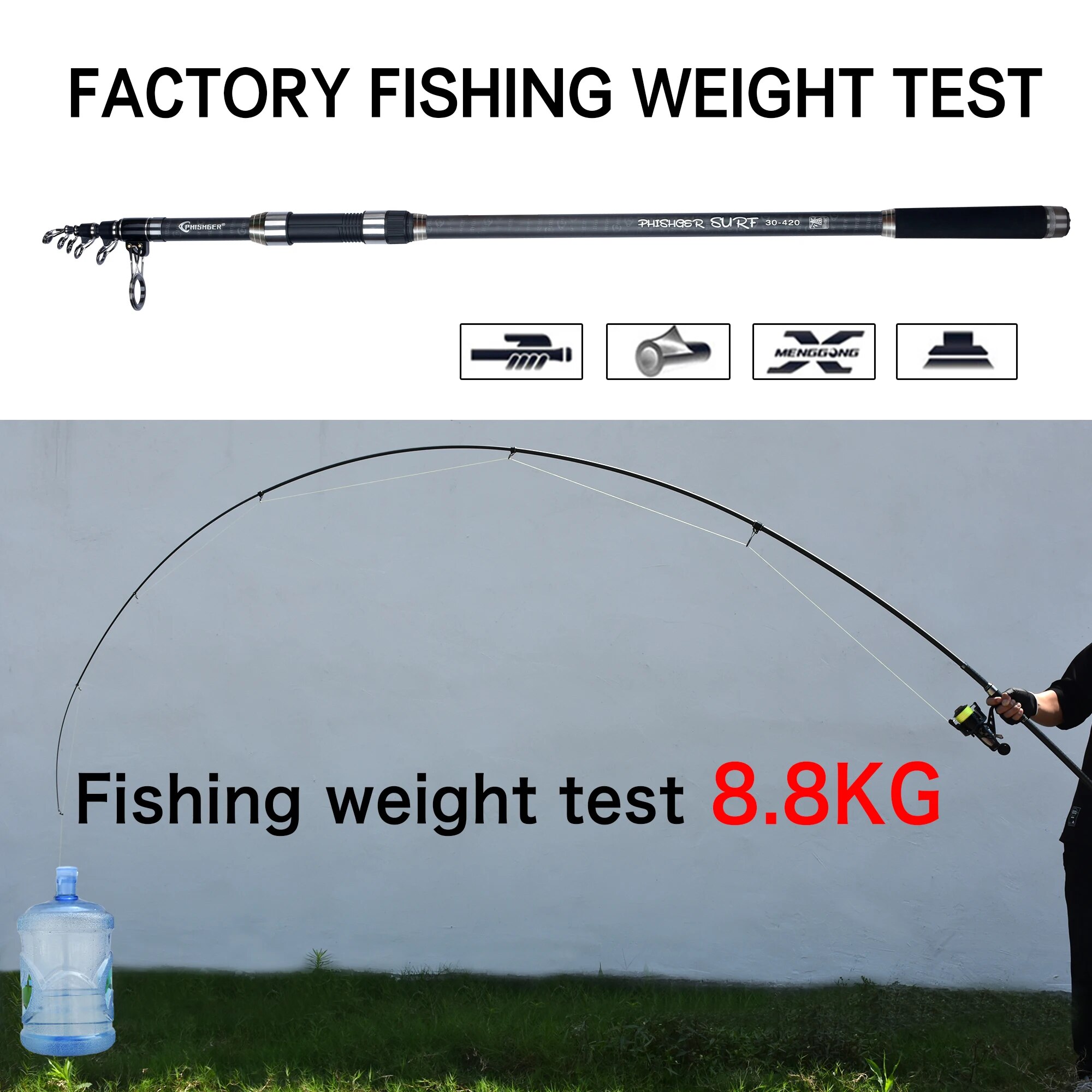 PHISHGER Vara giratória telesc - Surf Fishing Equipment avaliação e preço